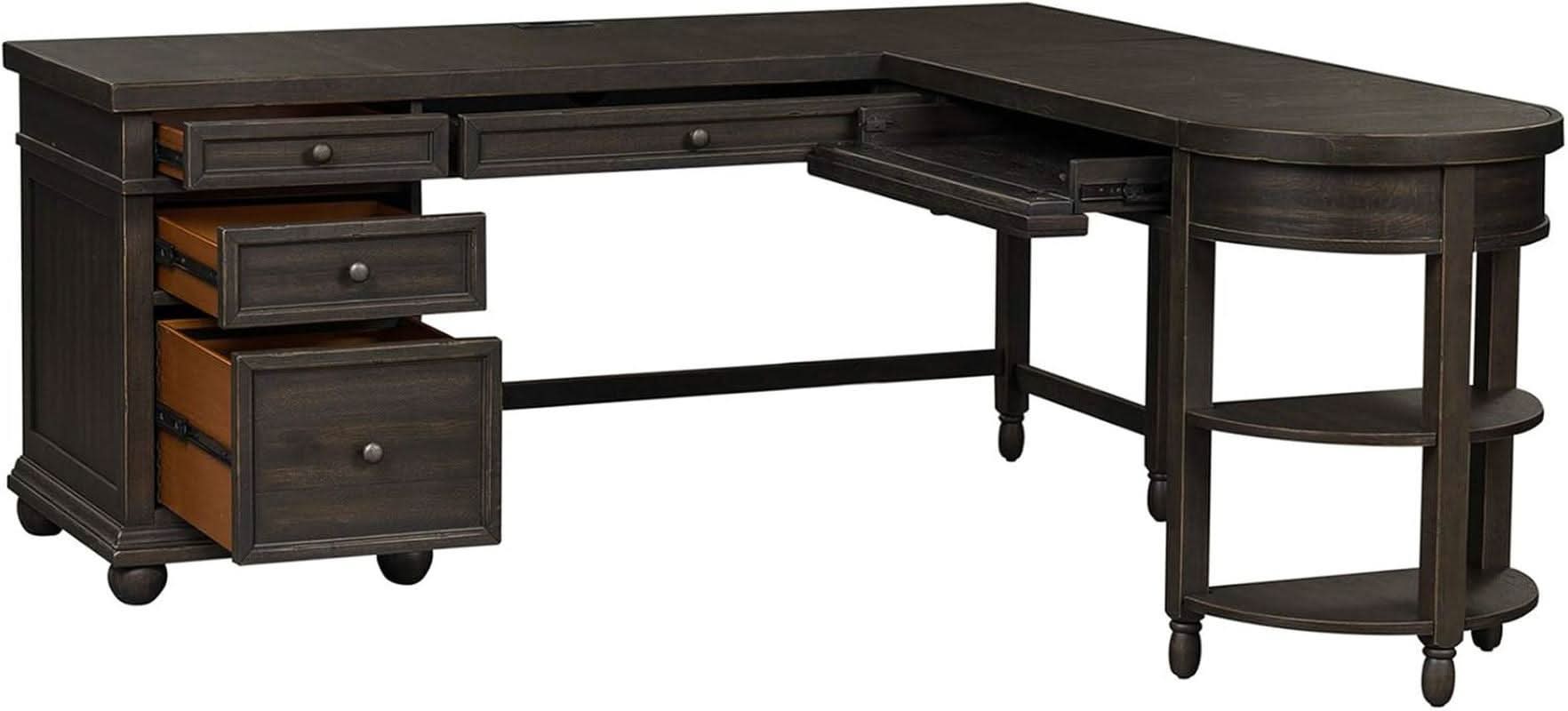 L Shaped Workstation With Integrated Charging Ports