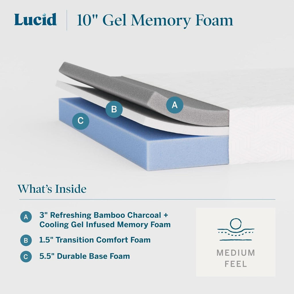 Full Size Memory Foam Mattress Bamboo Charcoal Gel Infusion