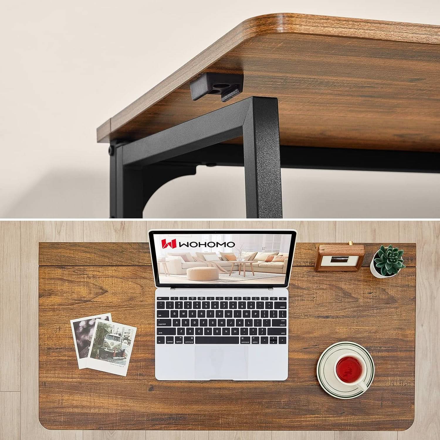 31.5 Inch Folding Computer Desk Space Saving Rustic Walnut