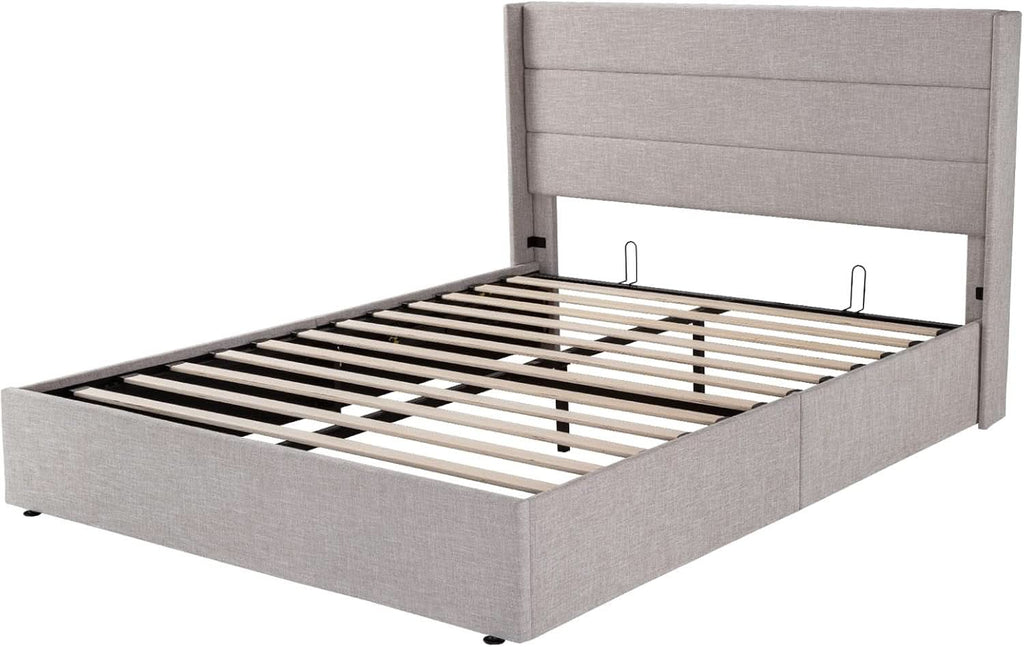 Queen Size Lift Up Storage Bed With Hydraulic Headboard