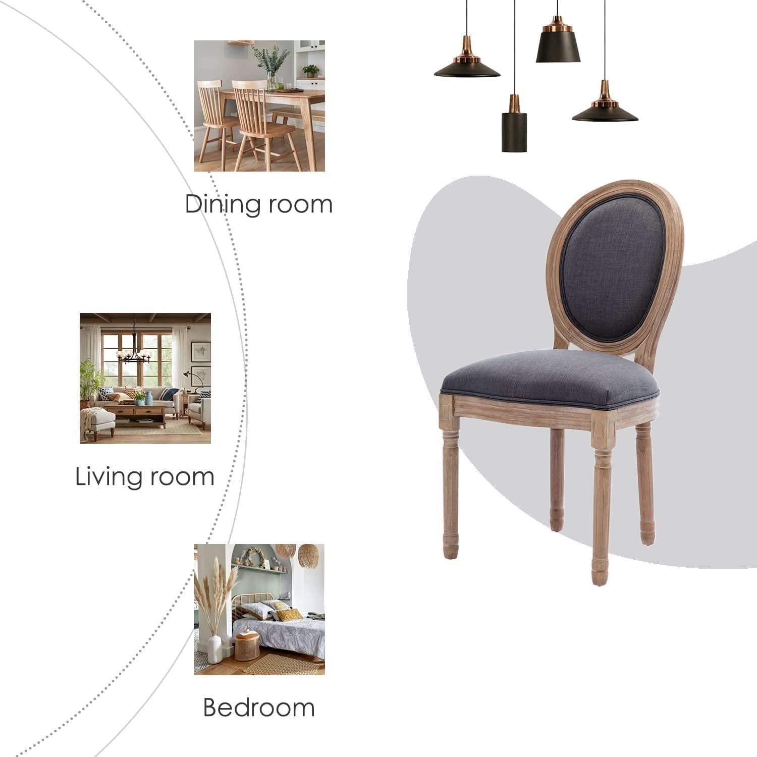 French Country Oak Upholstered Dining Chairs Set Of 6