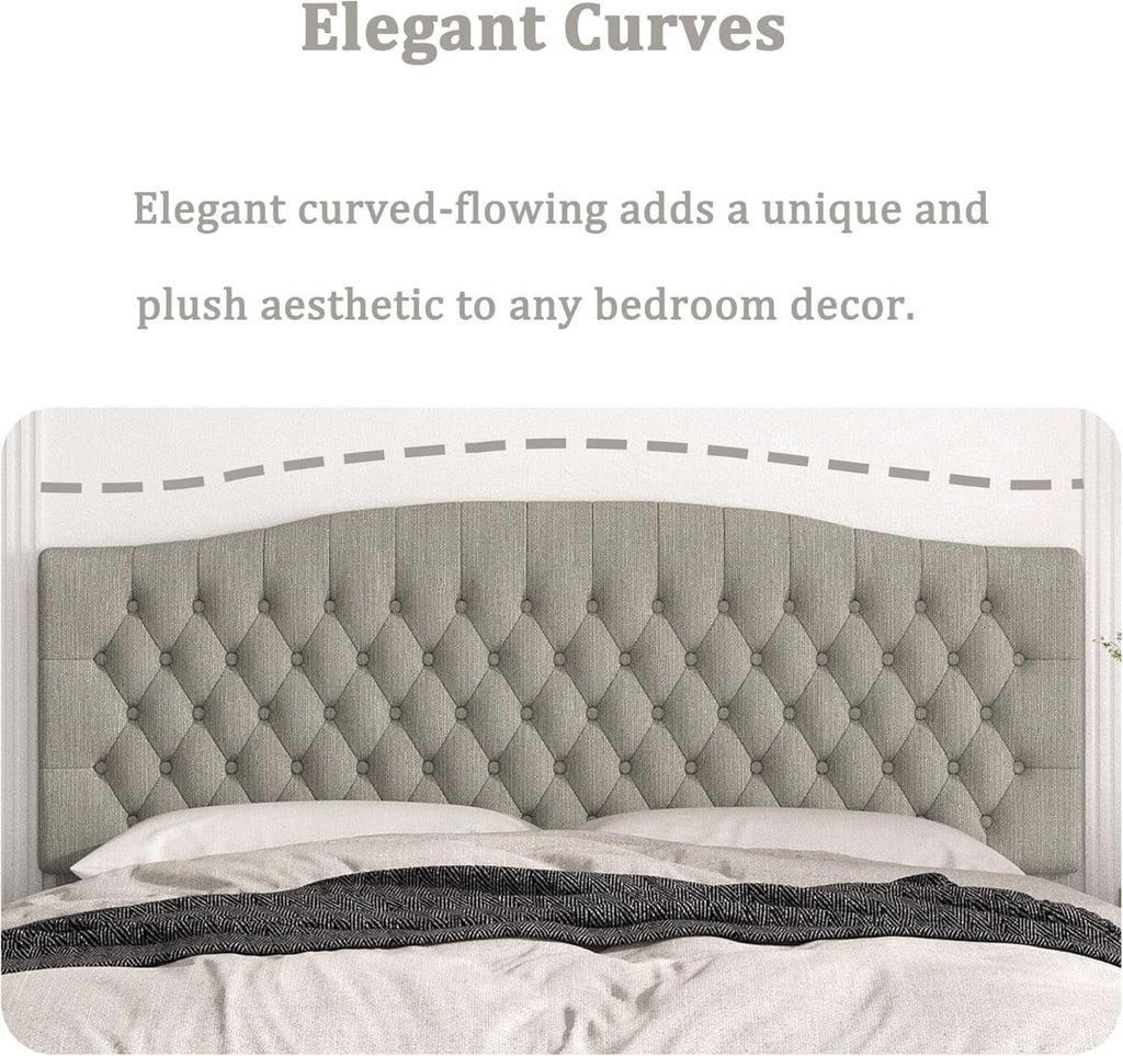Upholstered King Headboard with Tufted Design and Legs