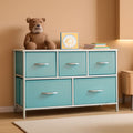 Kids Dresser With 5 Drawers, Pastel Aqua, Steel Frame