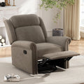 Light Brown Velvet Swivel Rocker Recliner Nailhead Trim