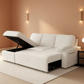 Sleeper Sofa Bed With Storage Chaise In White Boucle