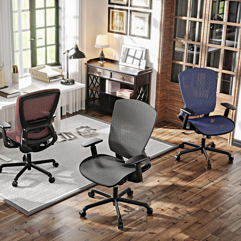 Grey Ergonomic Mesh Office Chair With Lumbar Support