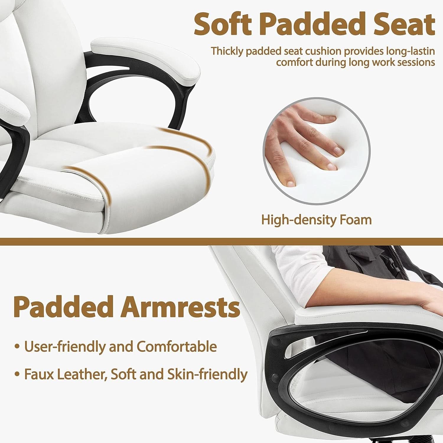 High Back Executive Chair White Ergonomic Office Chair