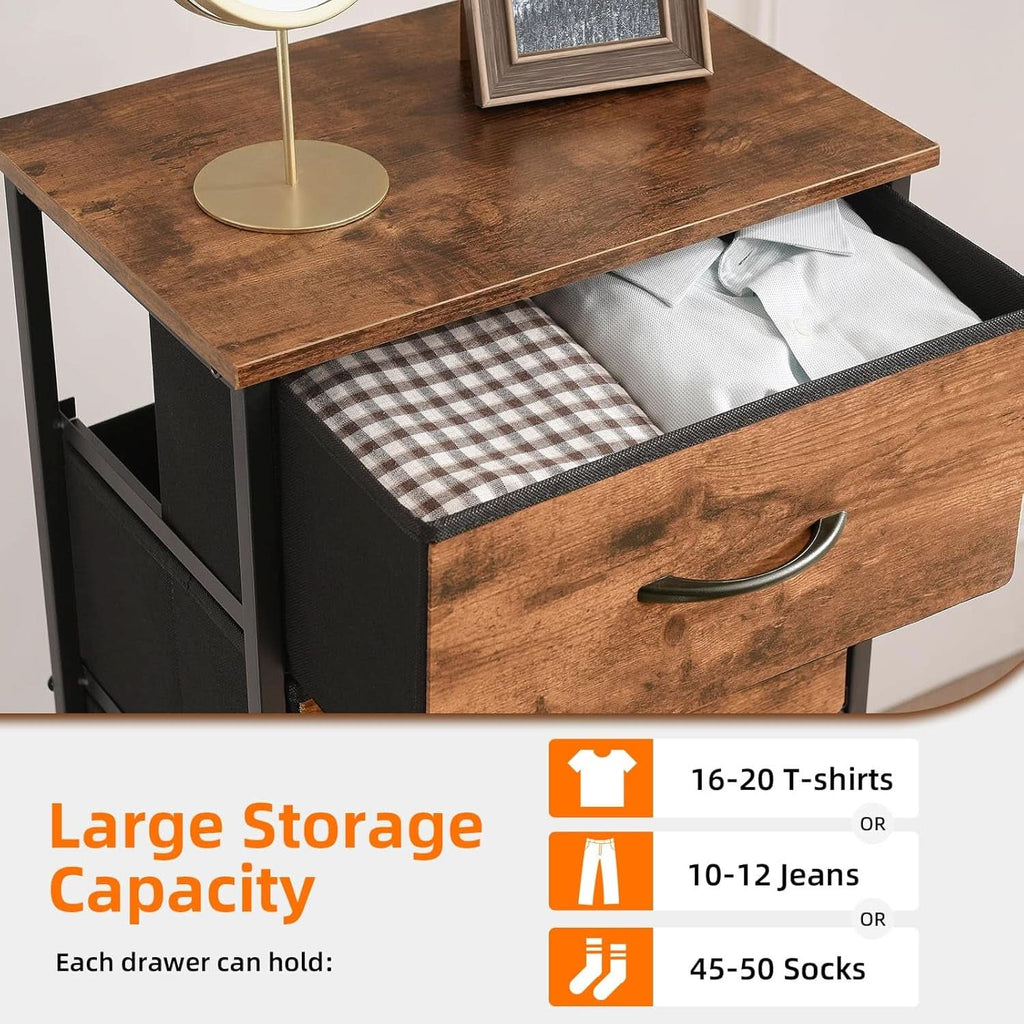 Tall Dresser With Four Drawers And Removable Bins Woodgrain