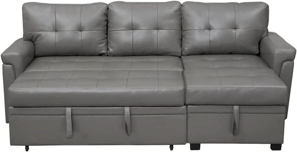 Gray Modern Sectional Sleeper Sofa With Storage Chaise