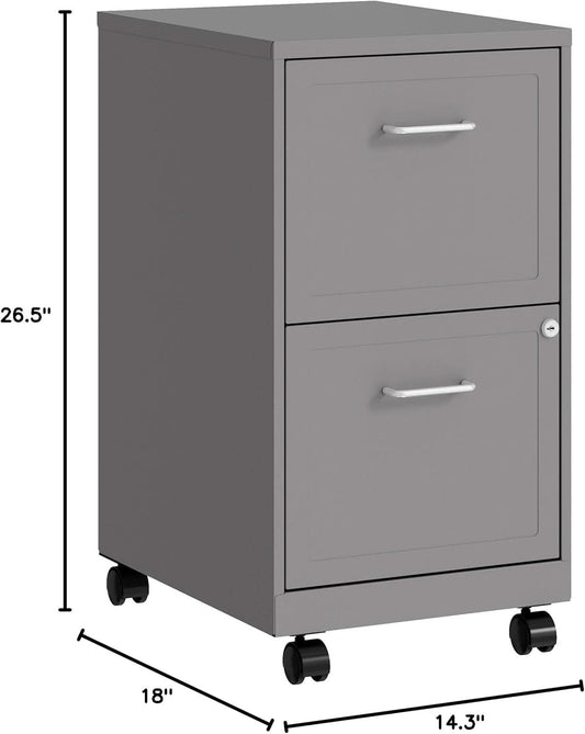 Mobile File Cabinet With Chrome Pull And Locking Drawers In Silver