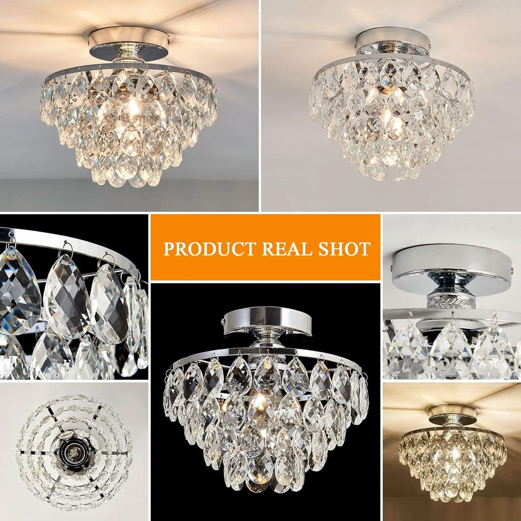 Crystal Chandelier Ceiling Light E26 Chrome Fixture