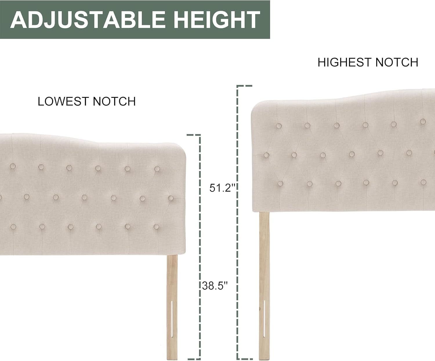 Upholstered Queen Headboard with Adjustable Height and Style