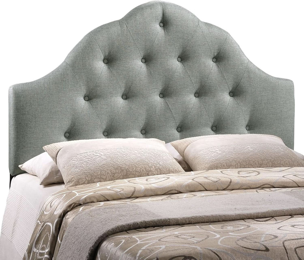 Tufted Linen Upholstered Queen Headboard with High Arch