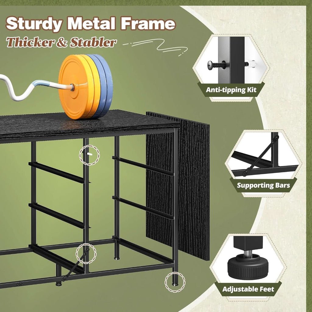 Dresser TV Stand for 60 Inch TV, 9 Drawer, Charcoal Black