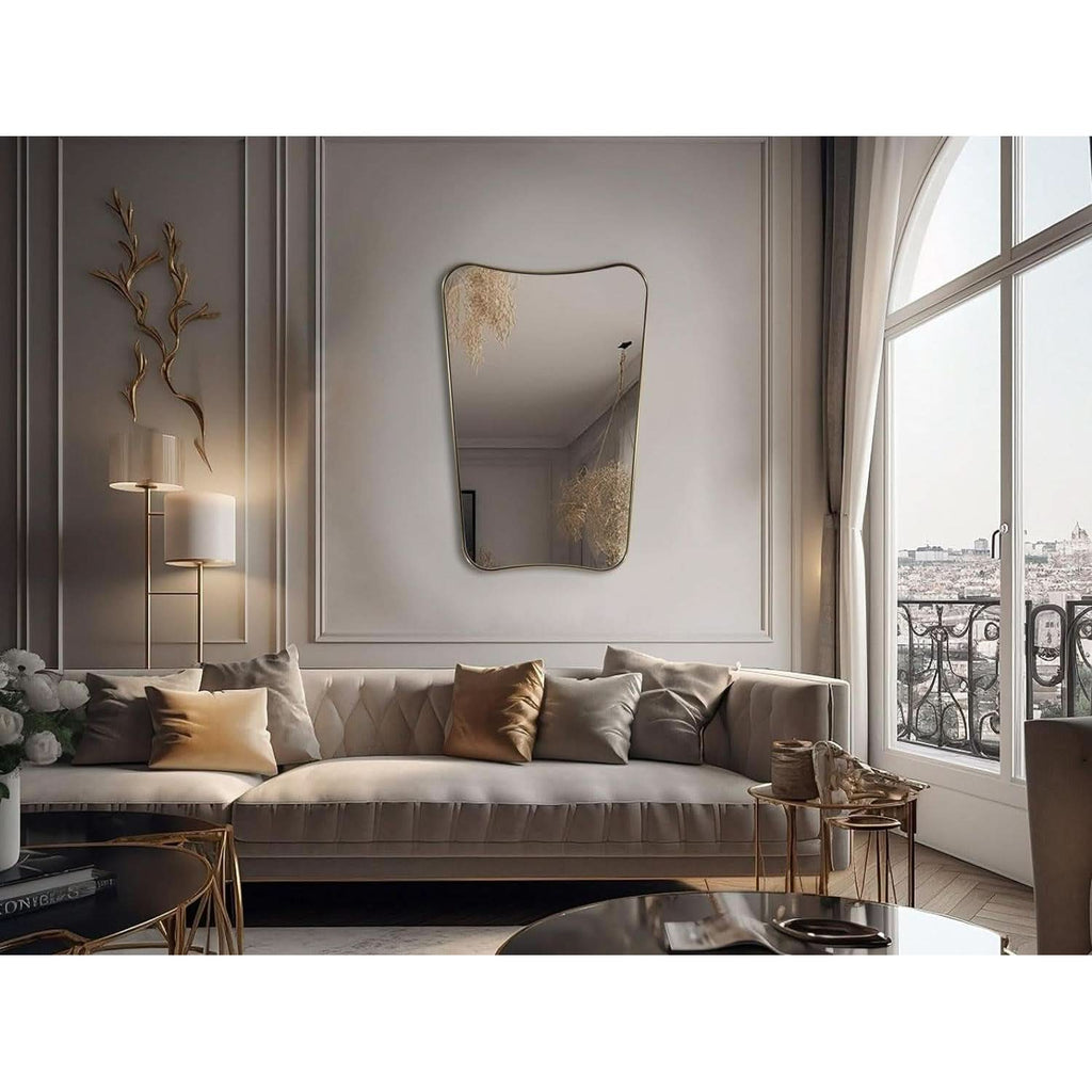 Gold 24x36 Irregular Wall Mirror With Scalloped Edges