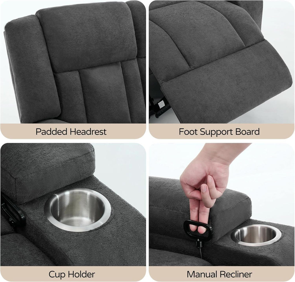 Dark Gray Two Seat Recliner Loveseat With Cup Holders