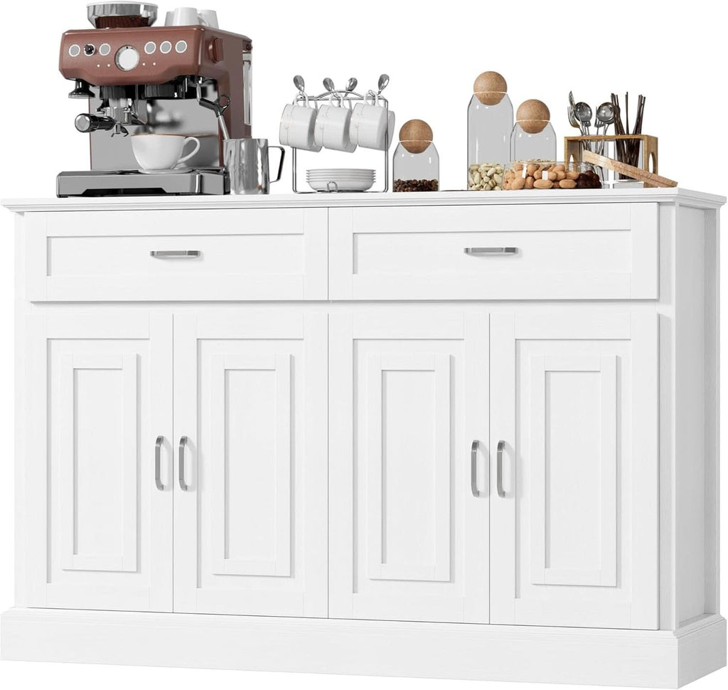 Black 55 Inch Farmhouse Buffet Cabinet With Storage Drawers
