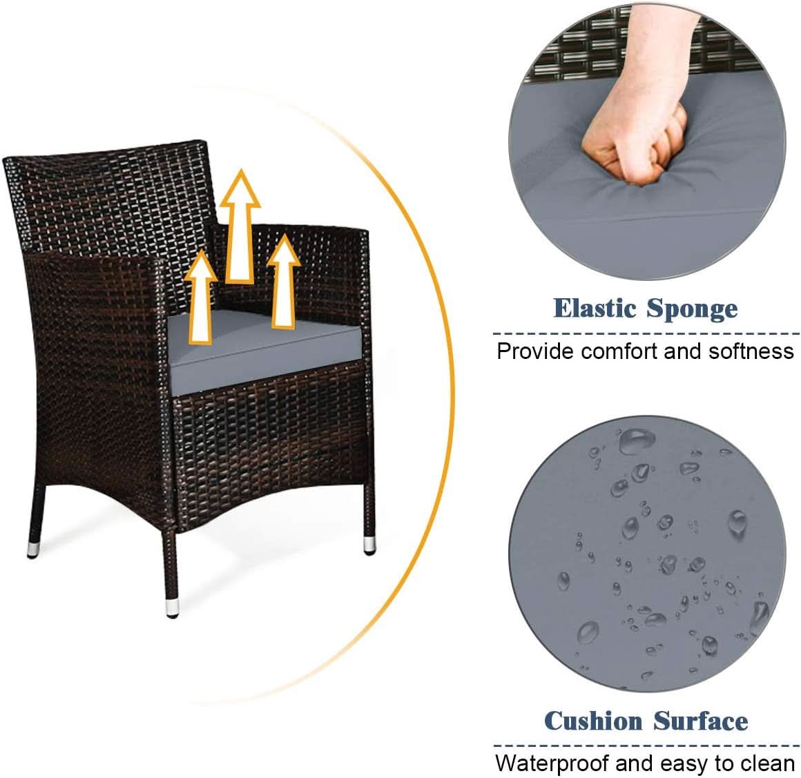 Elegant Four-Piece Rattan Patio Set with Soft Cushions