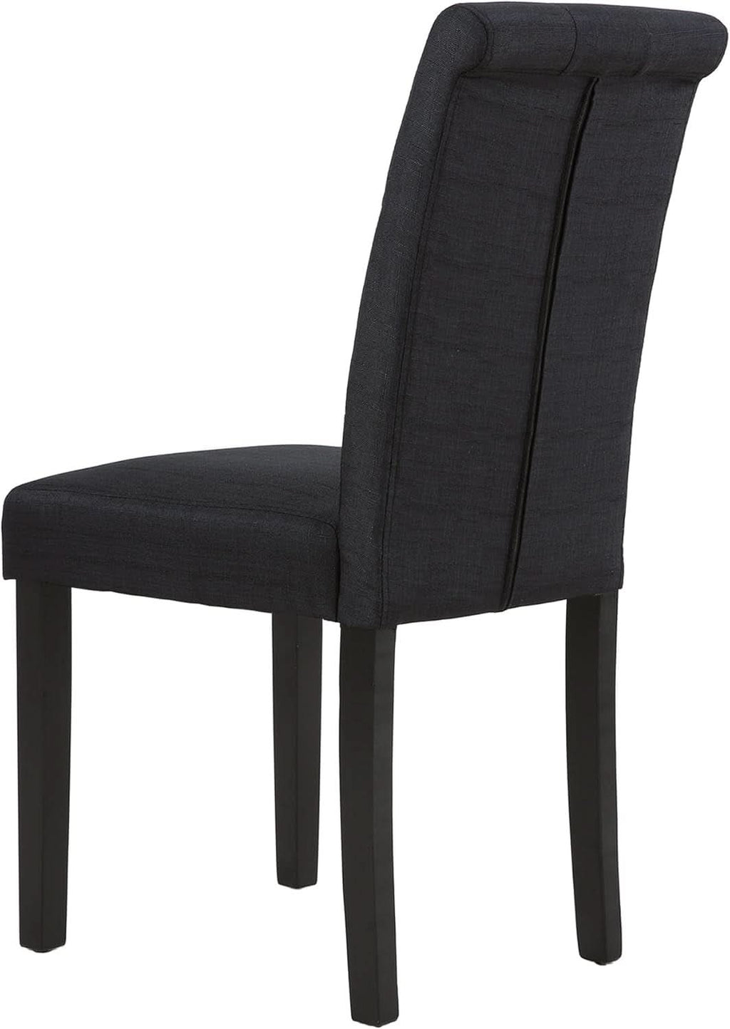 Two Upholstered Fabric Dining Chairs Button Tufting Black