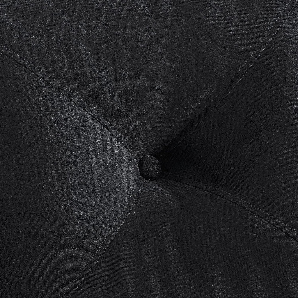 57 Inch Black Loveseat With Tufted Back Stain Resistant