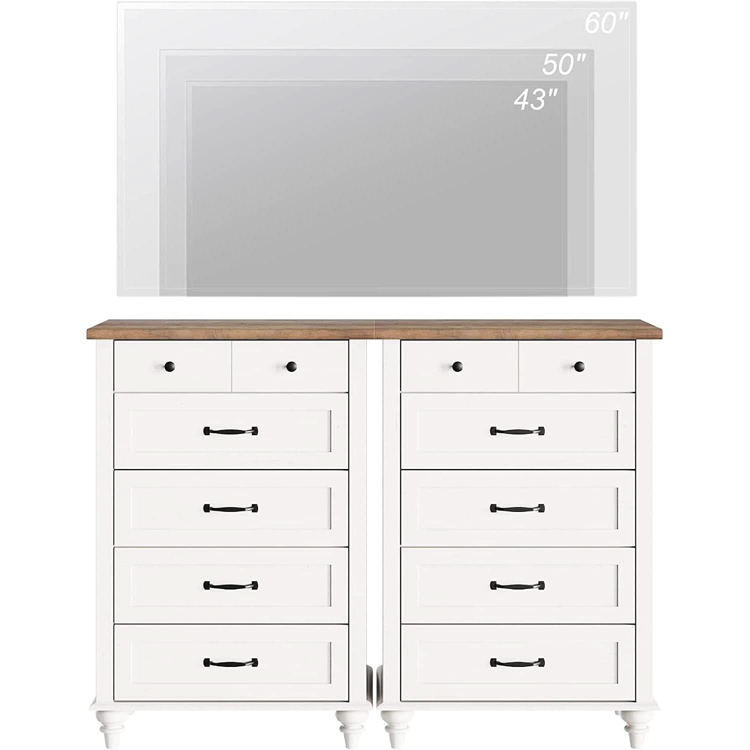 Mid Century Style 10 Drawer Dresser And TV Stand Two In One