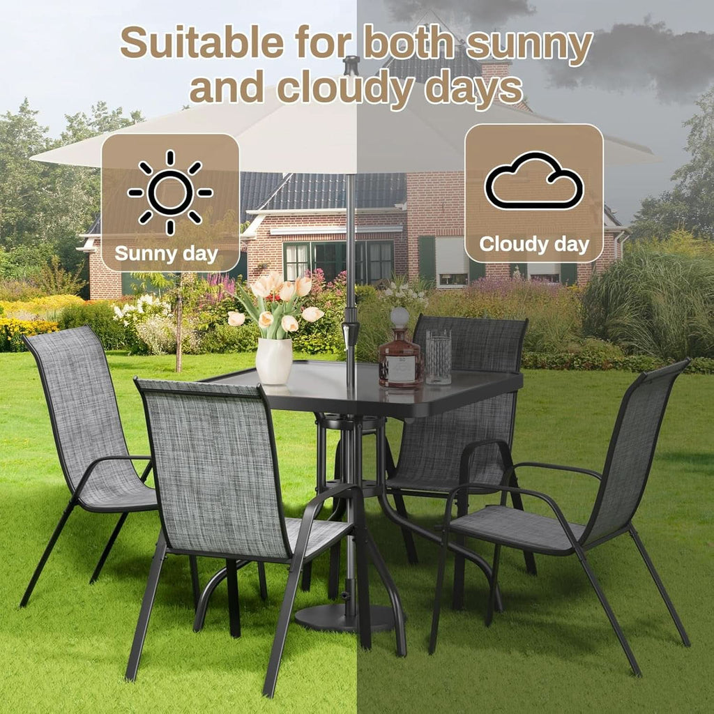 Outdoor Patio Dining Set with Metal Table and Chairs