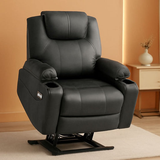 Electric Power Lift Recliner Chair With Massage And Heat Grey Medium
