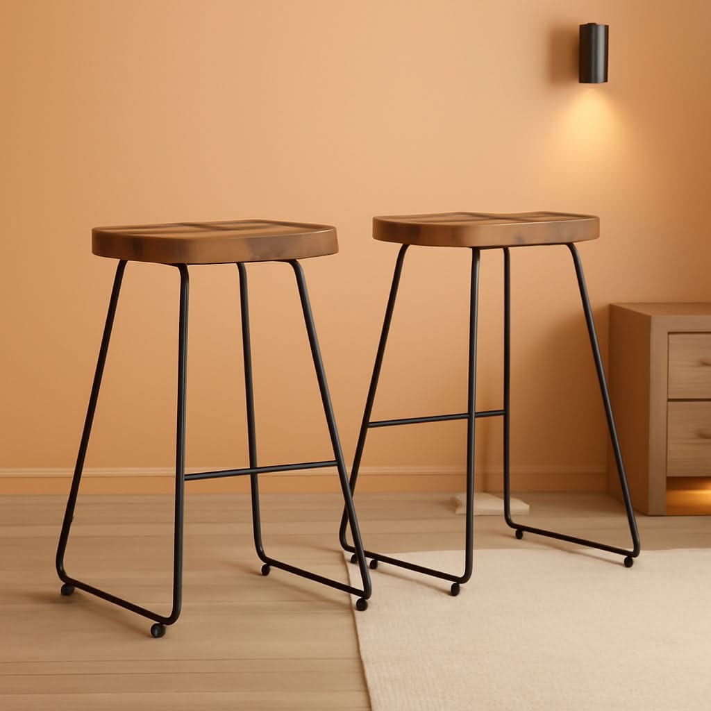 Amberly Natural 24 Inch Saddle Counter Height Bar Stool Set
