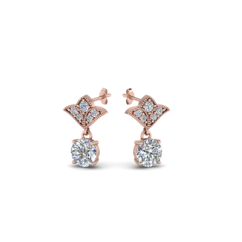 Art Deco Inspired Round Drop Earring Half Carat