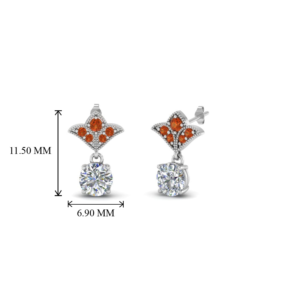 Art Deco Inspired Round Drop Earring Half Carat