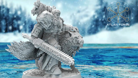 Valen Asgardian Commander by Atlan Forge 28/32mm Scale Miniature, 45mm tall