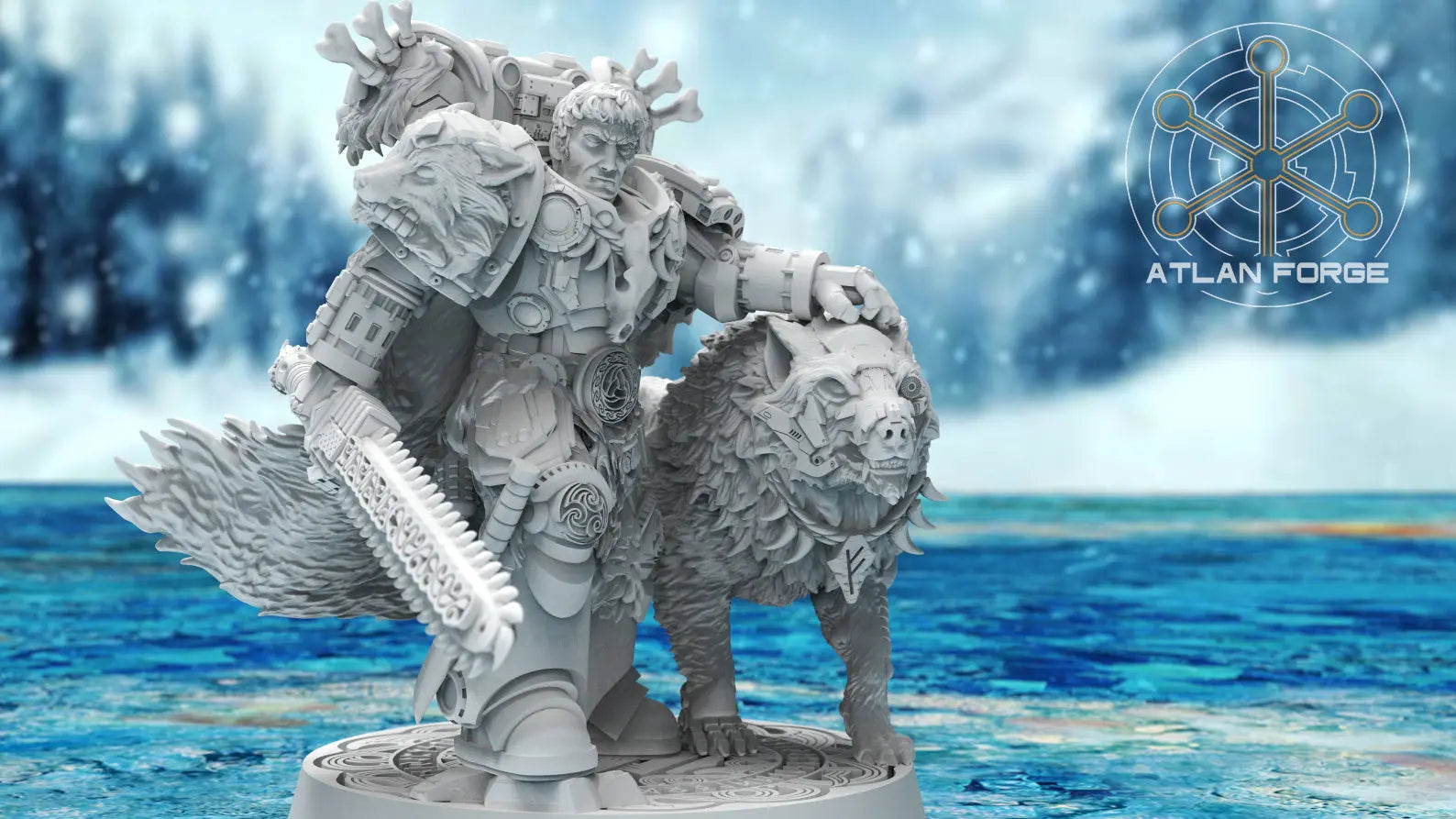 Valen Asgardian Commander by Atlan Forge 28/32mm Scale Miniature, 45mm tall