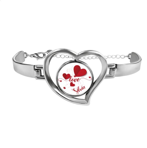 Personalised Heart Bracelet – Custom Name Love Bangle