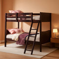 Twin Over Twin Bunk Bed Espresso With Safety Rails