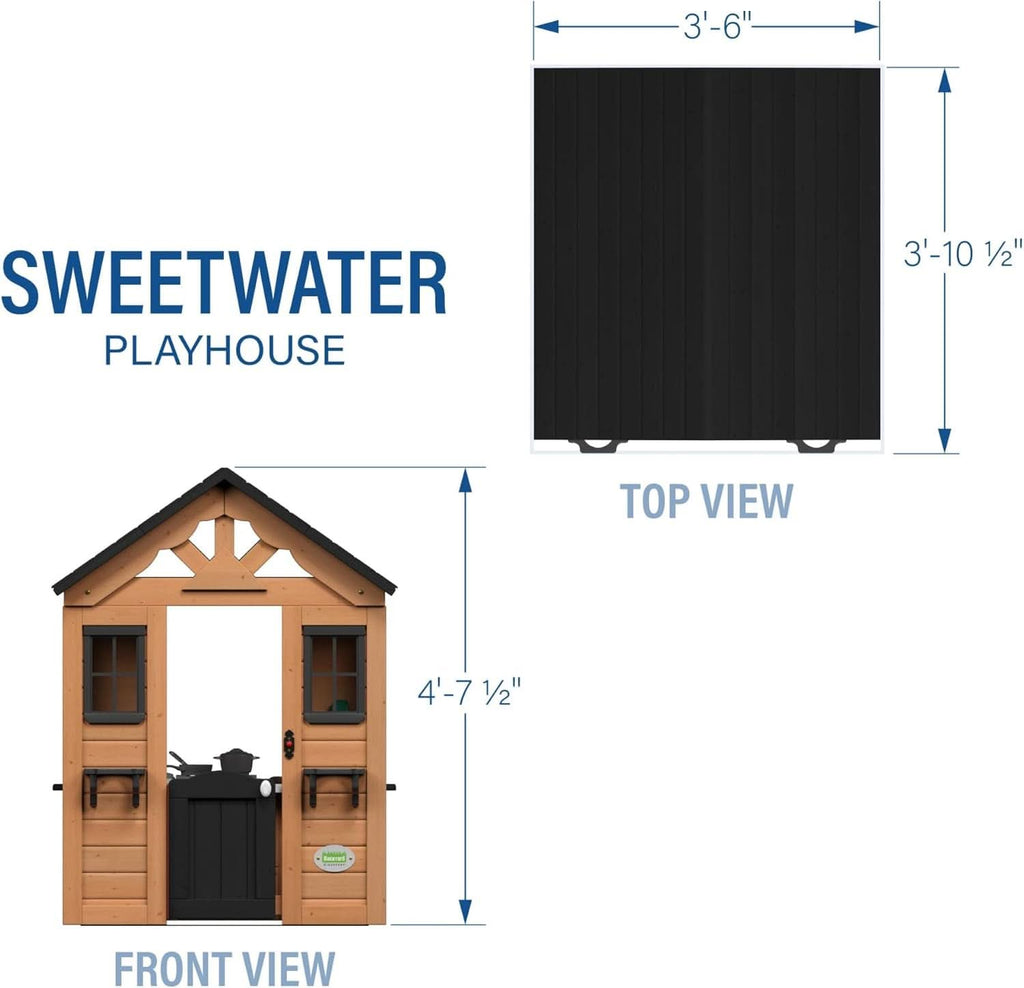 Cedarwood Kids Outdoor Playhouse With Integrated Kitchen