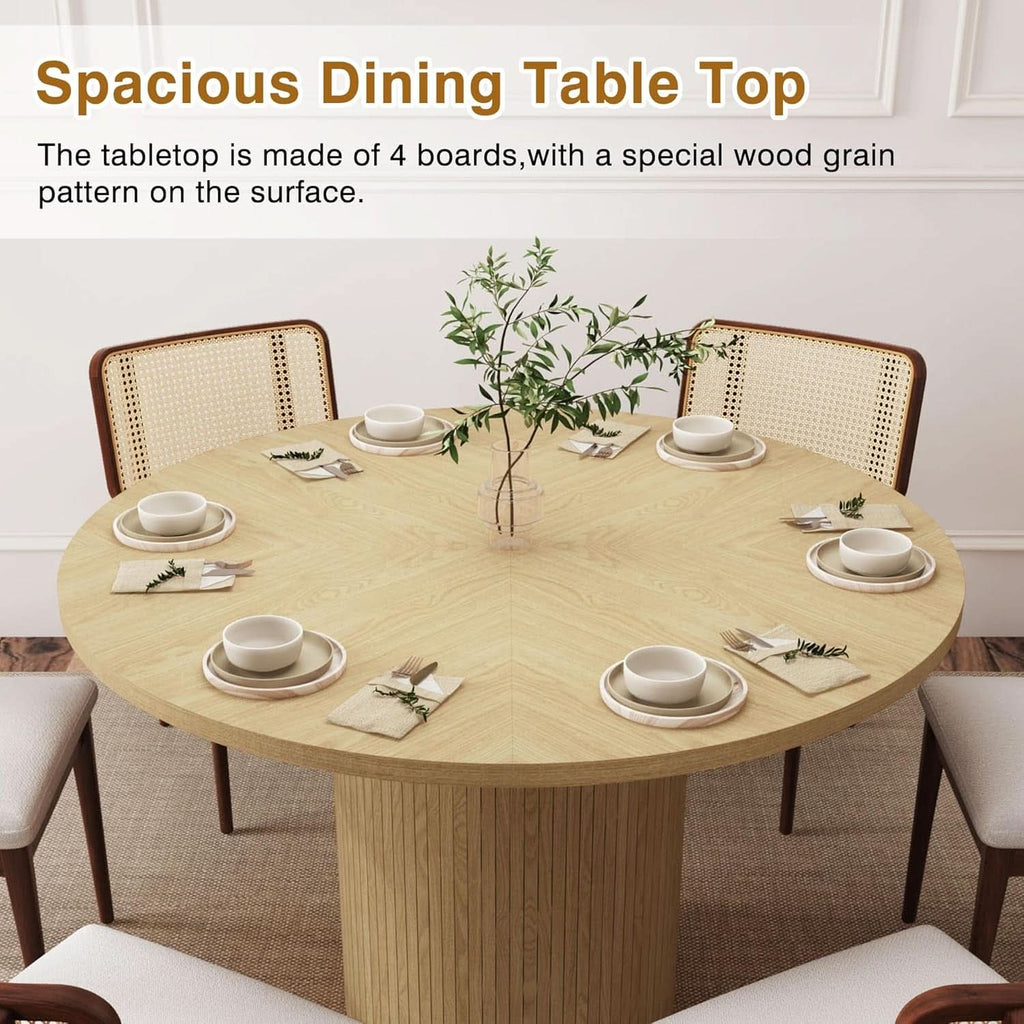 Round Dining Table For 4 47 Inch Modern Farmhouse Natural