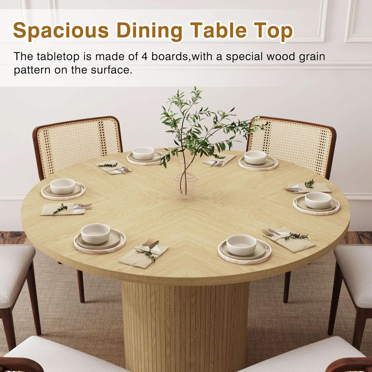 Round Dining Table For 4 47 Inch Modern Farmhouse Natural