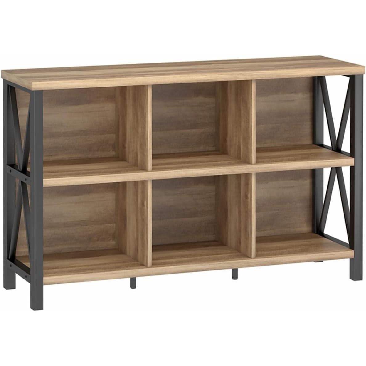 6 Cube Storage Organizer With Shelf Rustic Oak Bookcase