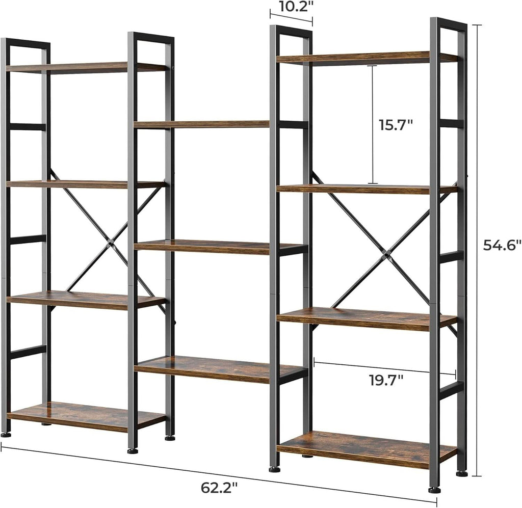 Rustic Brown Four Tier Bookshelf For Home Office Storage