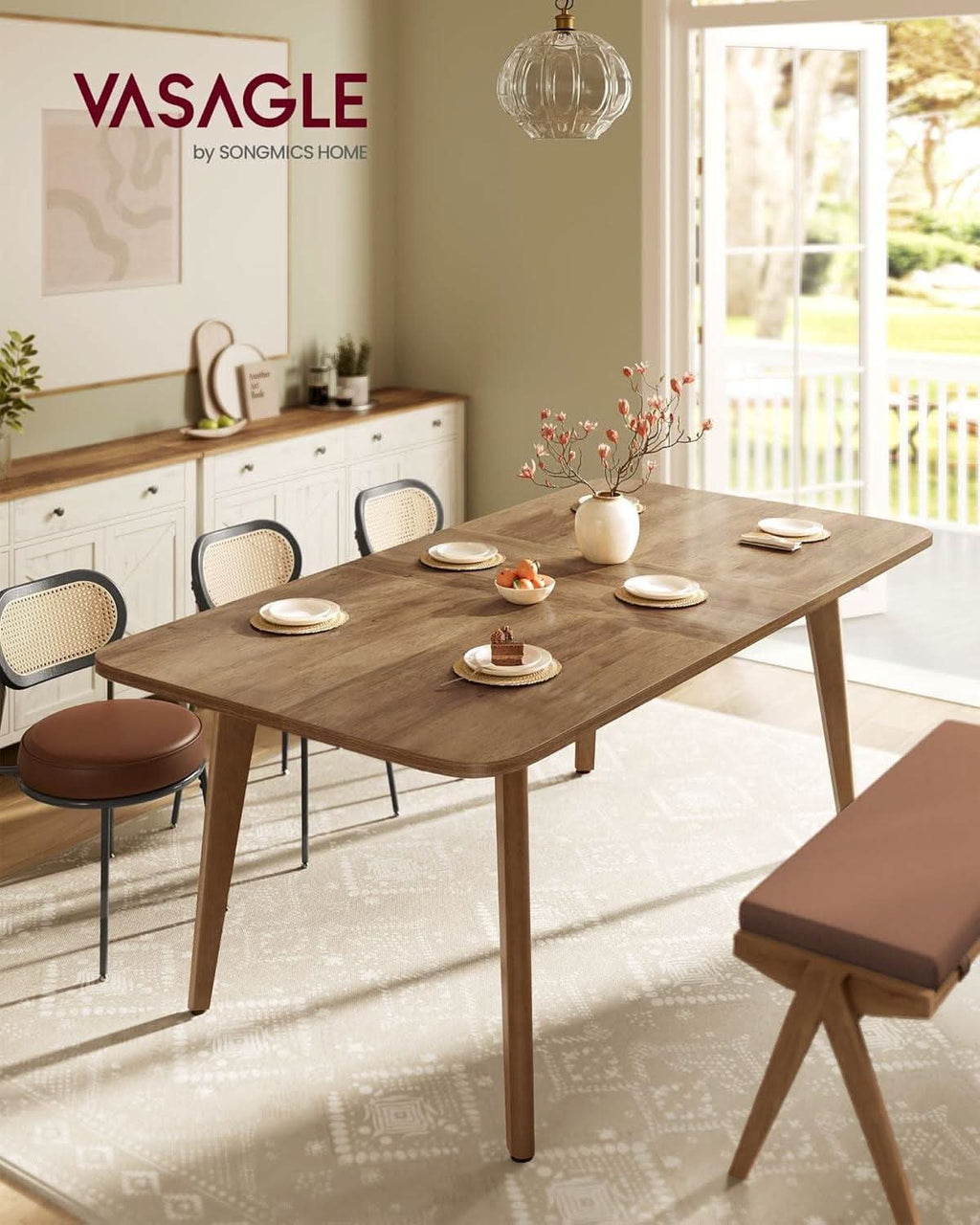 Extendable Dining Table Honey Brown 55.1 To 70.8 Inches