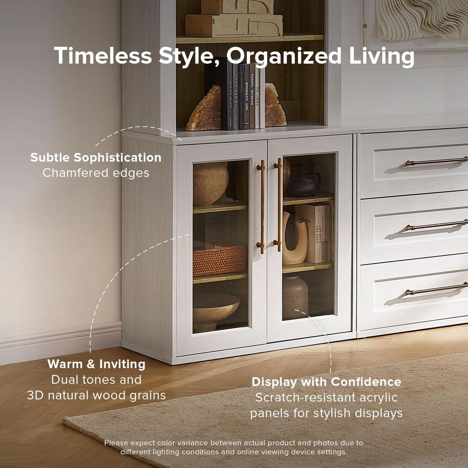 Two Tone Oakwood Acrylic Modular Buffet Cabinet Unit