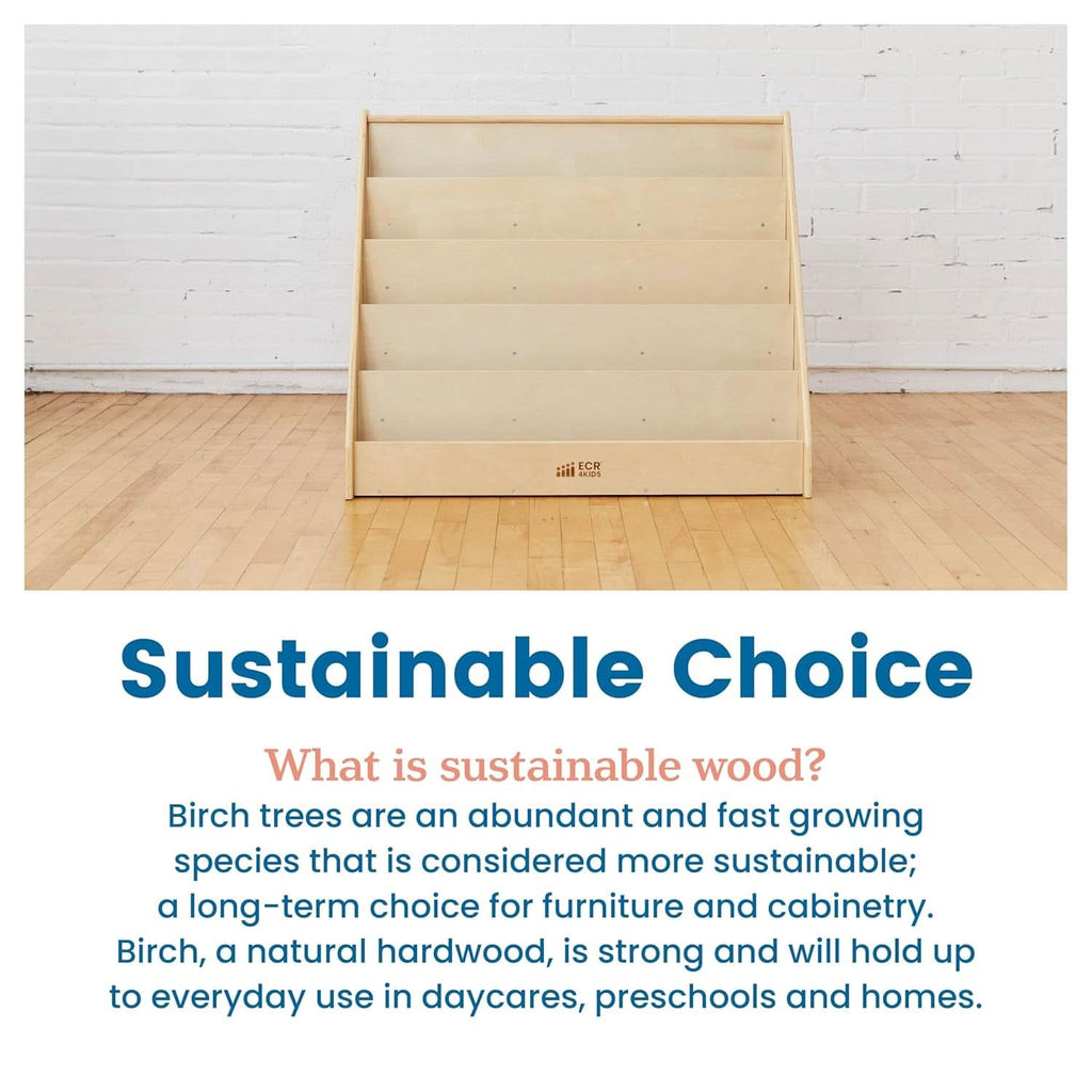 Natural Wood Single Sided Book Display Classroom Bookshelf