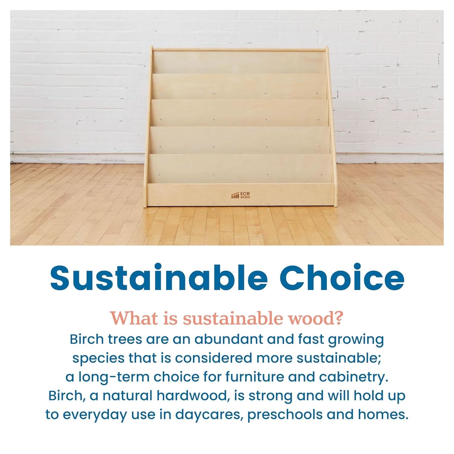 Natural Wood Single Sided Book Display Classroom Bookshelf