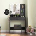 Black Makeup Vanity Table With Lighted Mirror And USB Ports