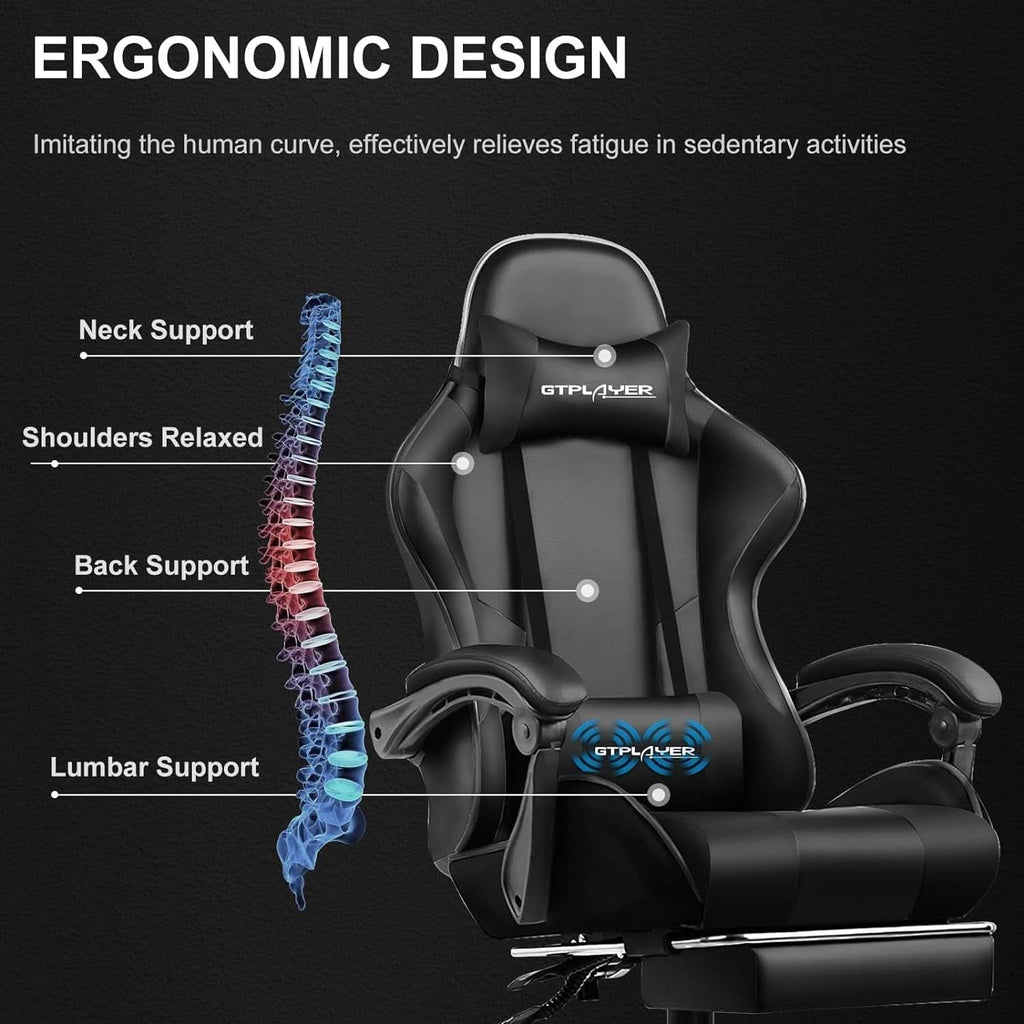 Gaming Chair With Footrest And Lumbar Support Ergonomic