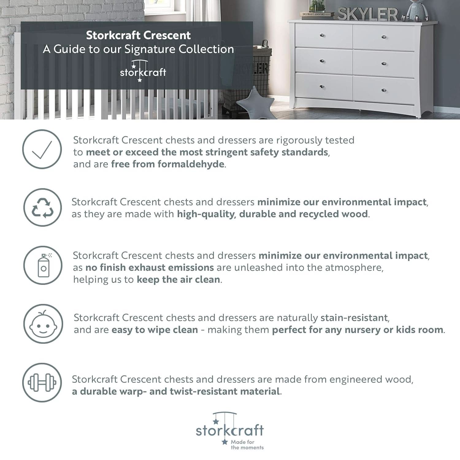 Crescent 6 Drawer Dresser Pebble Gray Nursery Organizer