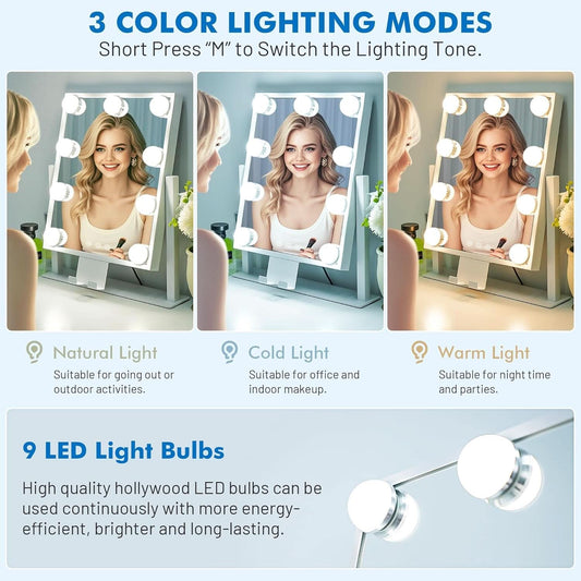 Lighted Makeup Vanity Mirror 14 Inch With 3 Color Modes