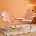 Tulip 3 Piece Outdoor Chair And Side Table Set Pink Metal Patio Furniture