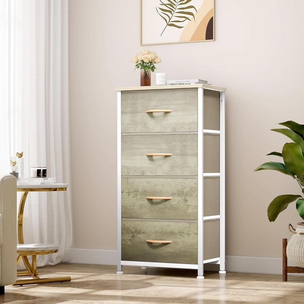 Dresser With 4 Drawers Fabric Storage Tower Organizer