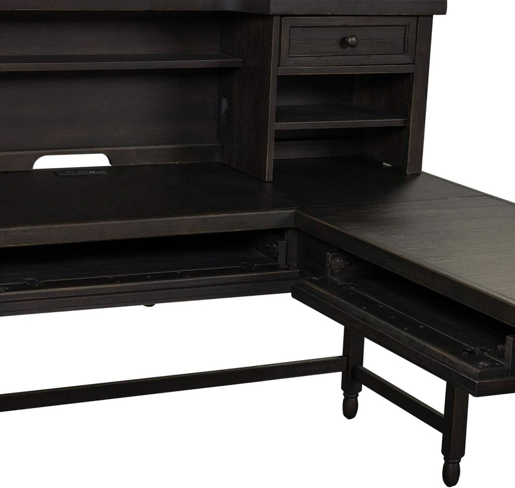 L Shaped Workstation With Integrated Charging Ports